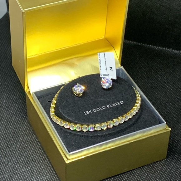 18k Gold Plated Bracelet and Stud Earrings… - Picture 3 of 8